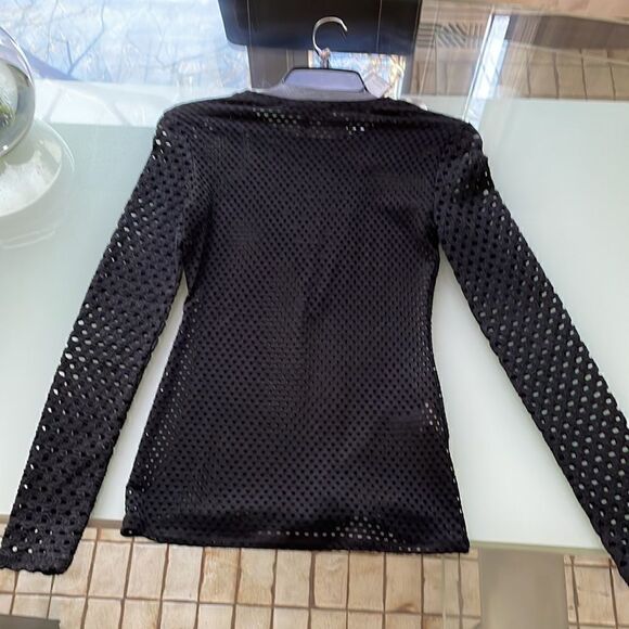 Bcbgmaxazria NWT blouse black long sleeves net see through - Picture 6 of 9